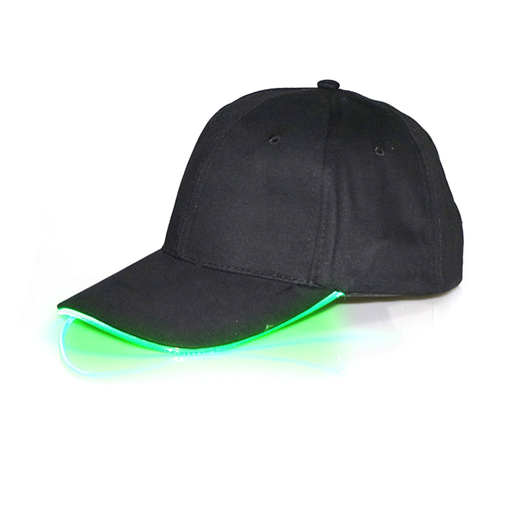 Turcaps ledet lys lyse farger unisex baseball 3 moduser glødende lue til festfiske hofte-hopp løpesportscaps: Svart grønt lys