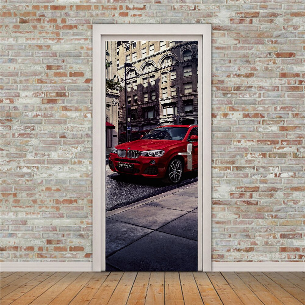 3D red car door stickers wall stickers self-adhesive waterproof removable