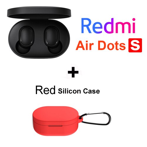 Original Xiaomi Redmi Airdots S Bluetooth Kopfhörer TWS kabellos Headset Mic Freihändiger Ohrhörer AI Kontrolle Lärm Reduktion: airdots S rot Fall