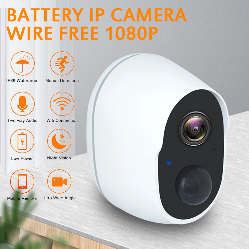 Draad Gratis Outdoor Security Camera Oplaadbare Batterij Draadloze Ip Cam 1080P Wifi Ip Camera Thuis Surveillance Systeem Pir