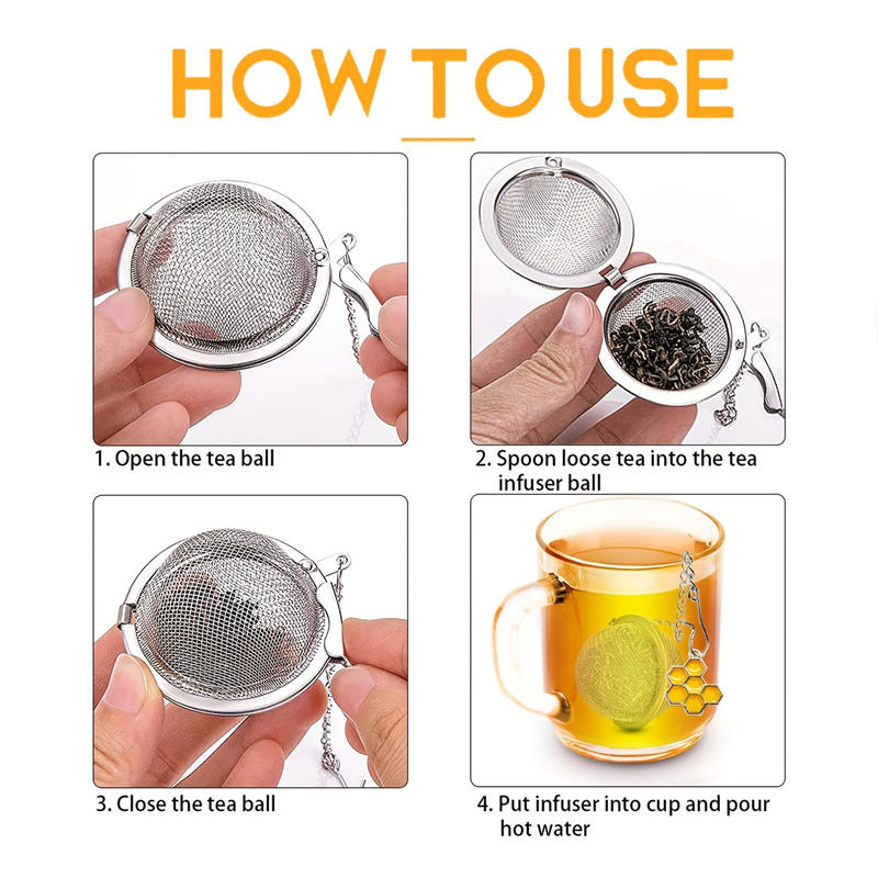 2pc Tea Infuser Extra Fine Mesh Tea Strainers For Loose Tea Stainless Steel Tea Strainer With Extended Chain Hook Spice Kitchen