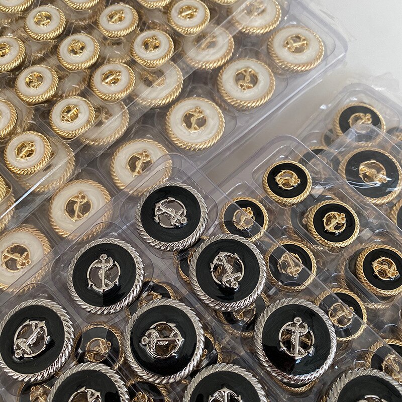 Retro Hollow Anchor Metal Buttons For Coat Jacket Suit Sweater Cardigan Sewing Decorative Needlework Diy Handicraft Vintage 6pcs