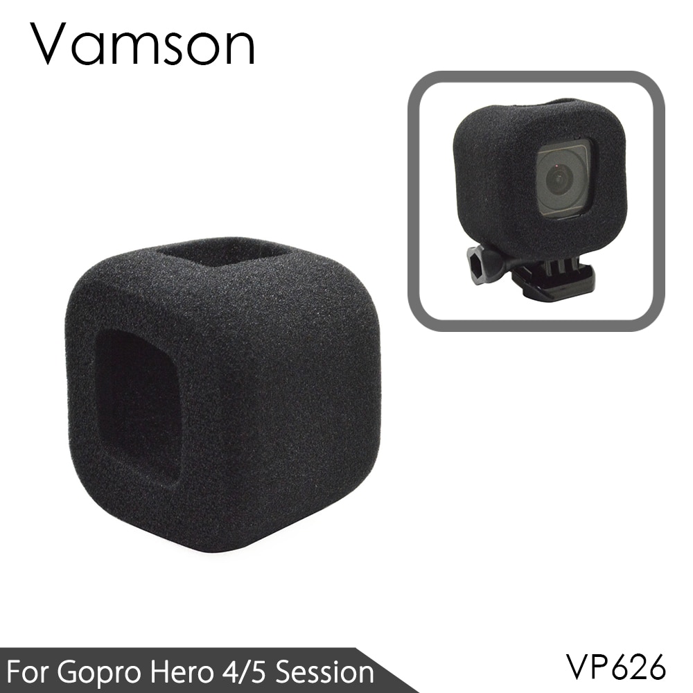 Vamson voor GoPro Hero 4 sessie/5 sessie Accessoires Schuim Wind Screen Anti Wind Noise Voorruit Cover Voor gopro 4s /5 s VP626