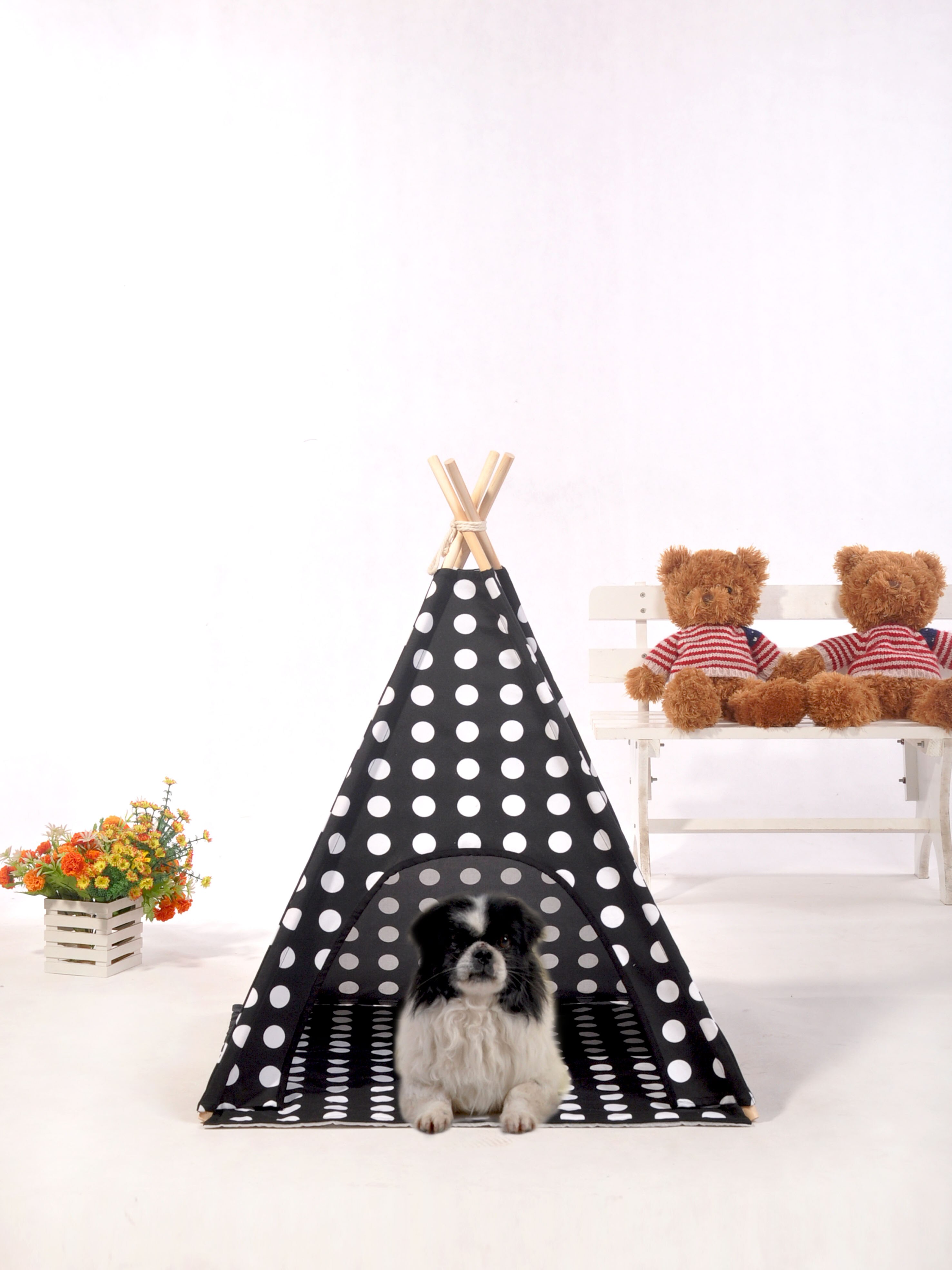 Polka dot Canvas Teepee for Dogs Cat Teepee Tent Tipi Teepee Bed
