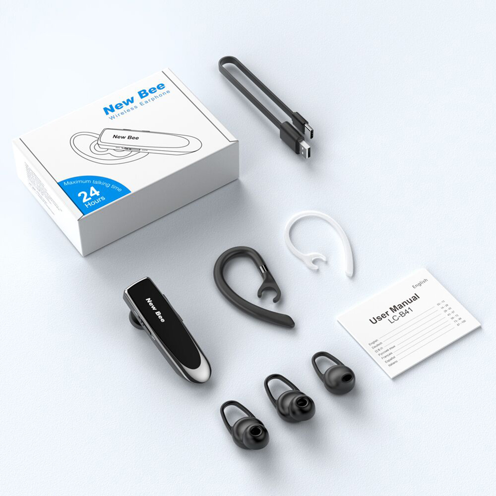 NEWBEE-auriculares inalámbricos con Bluetooth, cascos deportivos con micrófono y cancelación de ruido, manos libres, 24 horas de conducción y oficina