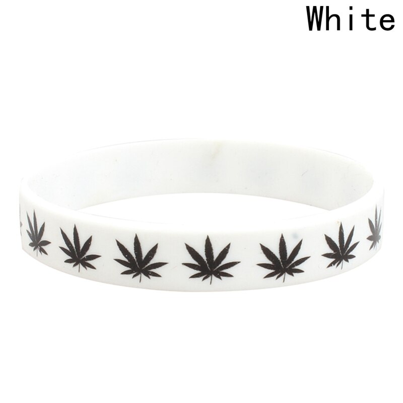 Eenvoudige 1Pc Bladeren Siliconen Armband & Bangles Zwart Wit Kleur Polsbandje Mode-sieraden Cadeaus Voor Mannen En Vrouwen: BL2947WT