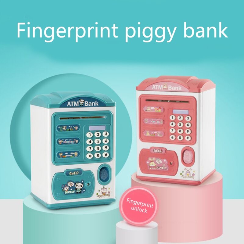 Passwort Sparschwein freundlicher Nette Musik Licht Fingerabdruck Entsperren Automatische Spielzeug L4MC