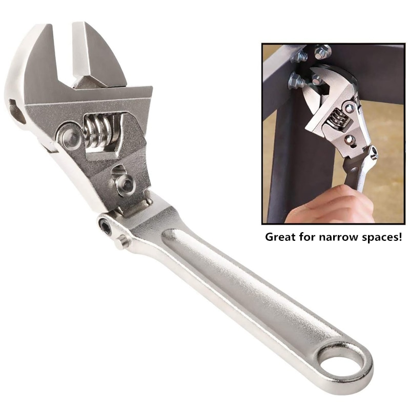 8 Inch Flexible Head Adjustable Ratchet Wrench 180° Rotating Folding Ratchet Wrench Tubing Wrench Repair Tool Hand Tools