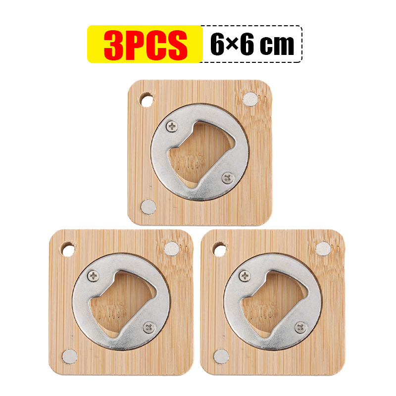 1/10 szt. Okrągłe bambusowe otwieracze robić butelek Przenośny magnes na lodówkę Otwieracz Narzędzie barowe robić domu Kuchnia Barowe upominki Otwieracze robić butelek: Czerwony