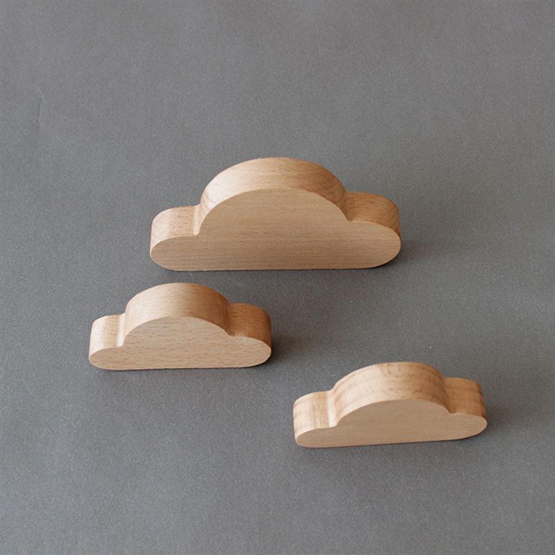 1Pc Magnetic Wooden Key Holder Cloud Shape Fridge Magnet Key Hook Organizer Chain Ring Modern Key Hook for Home Office Hotel