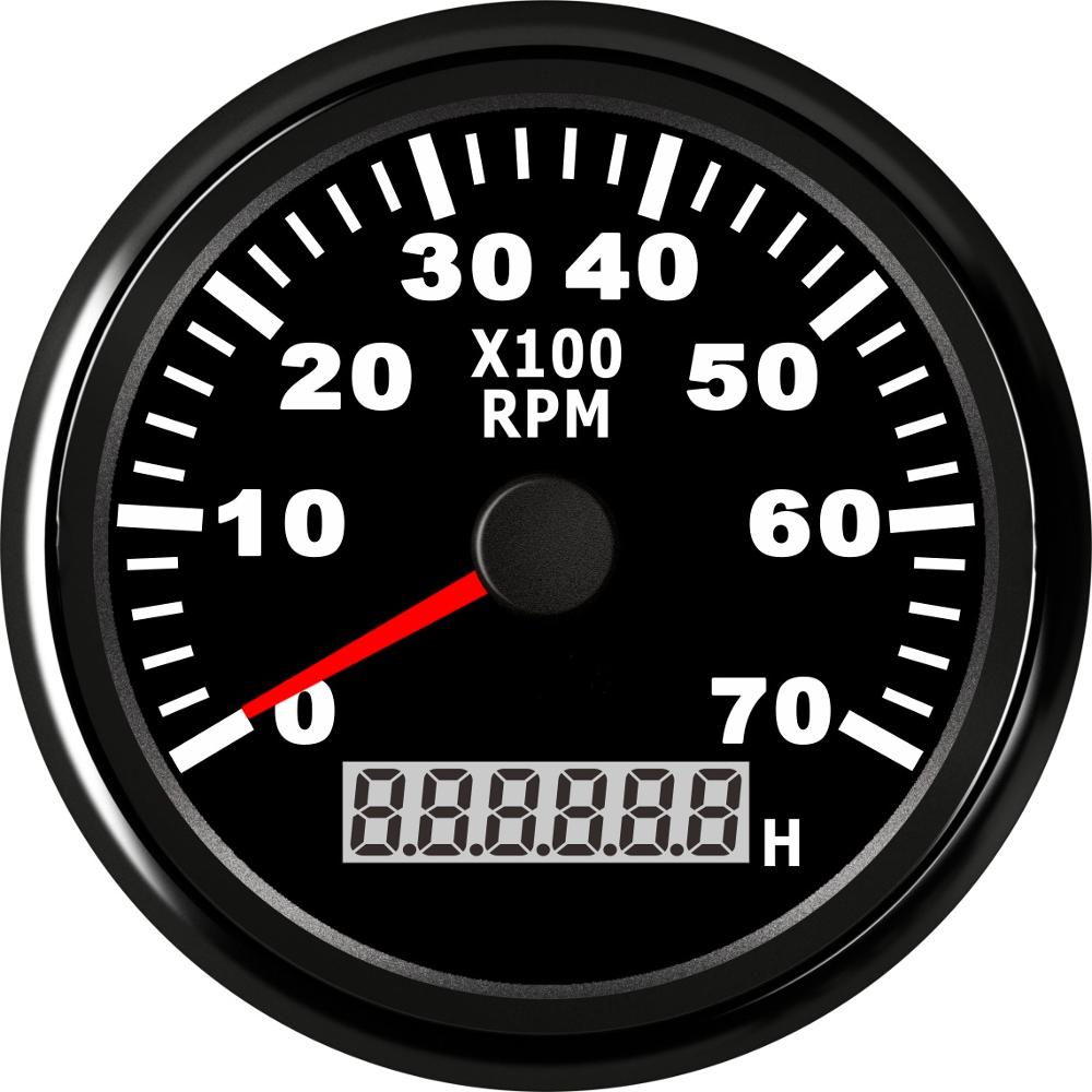 85mm Universal Marine Tachometer Car Truck Boat Tacho Gauge with Hour Meter Waterproof 0-7000RPM Tacho Sensor