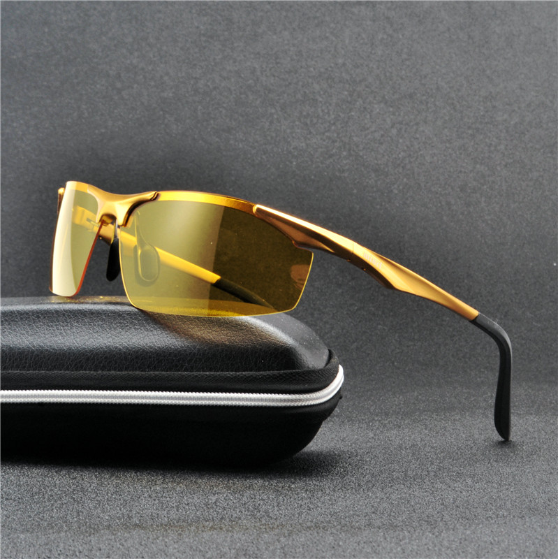 Polarisierte Sonnenbrille Männer Sonnenbrille Herren Gelbe Objektiv Nachtsicht Fahren Sonnenbrille UV400 Brillen NX: Gold Gelb