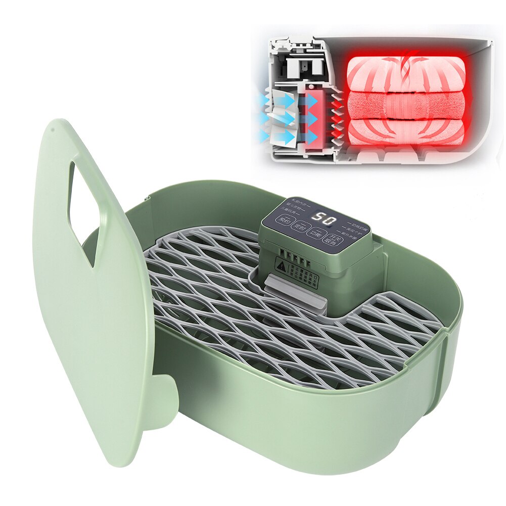 Mini Portable Clothes Dryer Box Household Underwear UV Cleaning Machine Small Clothes Pants Laundry Drying Machine CN 220V Green