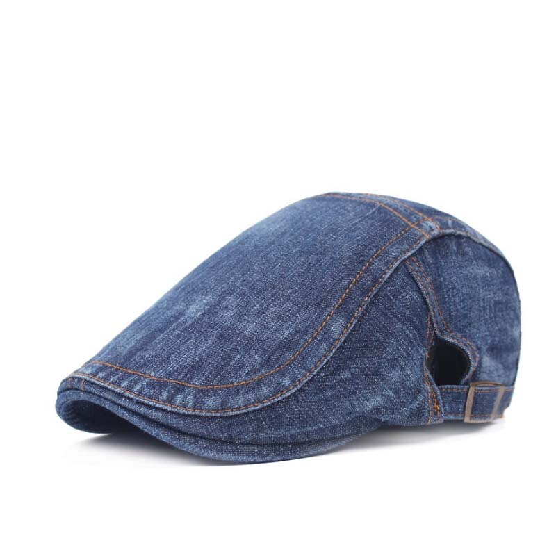 Denim Nähte Baskenmützen Herren Baskenmütze Kappen retro Lässige Baskenmützen Flache Kappe draussen Reise Freizeit Headwear Sommer Sonne Hüte