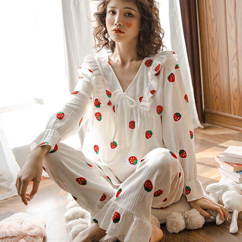 Embarazada madre Primavera Verano algodón mes ropa postparto sección delgada ropa de alimentación mujeres embarazadas lactancia Pijamas: WHITE / M