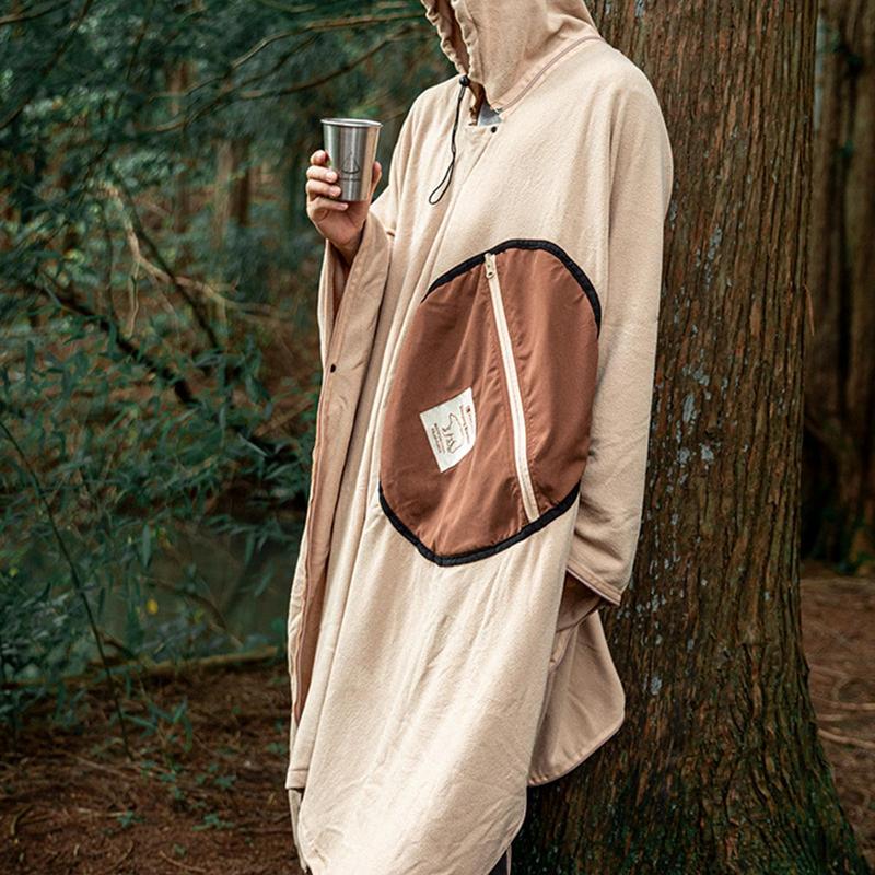 Rocker Vlies Wärme Kapuze Poncho Schlafsack tragbarer Schlafsack für Camping Poncho Schlafsack Decke Camping Zubehör