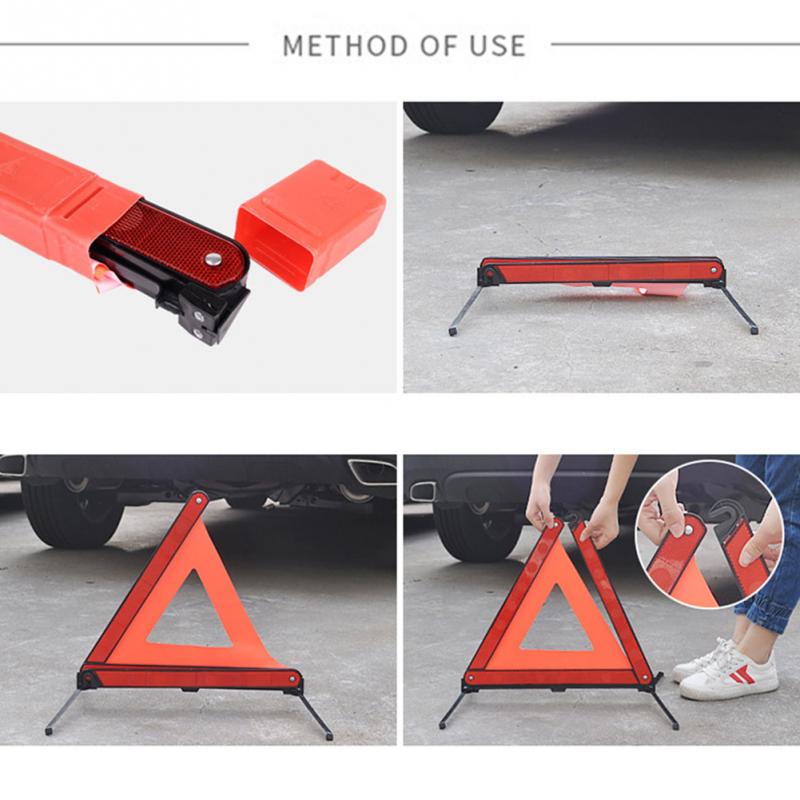 Foldable Car Vehicle Emergency Breakdown Warning Sign Triangle Stop Sign Reflective Road Safety Practical Auto Parts