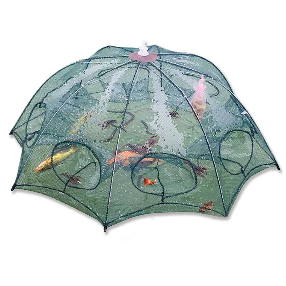 Holes Automatic Fishing Net Shrimp Cage Nylon Foldable Crab Fish Trap Cast Crayfish Fish Automatic Trap Shrimp Carp Catcher