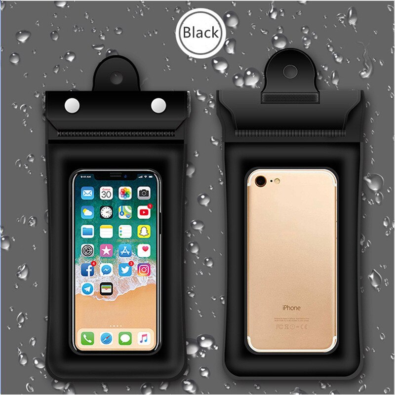 Bolsa de aire impermeable para teléfono móvil, funda de PVC para iphone 11 12 pro max, bolsa de buceo en Seco Bajo el agua, funda para teléfono deportivo: Black