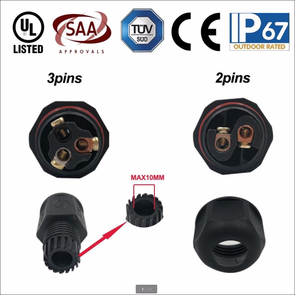 IP67 15A 2 3 Pin Waterdichte Connector Adapter Schroef Locking Cable connector water proof Industriële Elektrische Draad Connecto