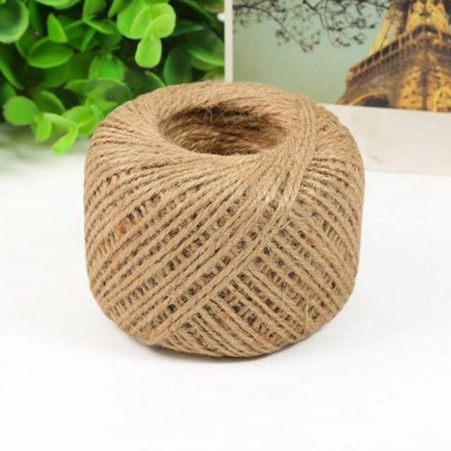 30M/Roll Natural Burlap Hessian Jute Twine Cord Hemp Rope Party Valentine Wrapping Cords Thread DIY Packaging Supplies: wood