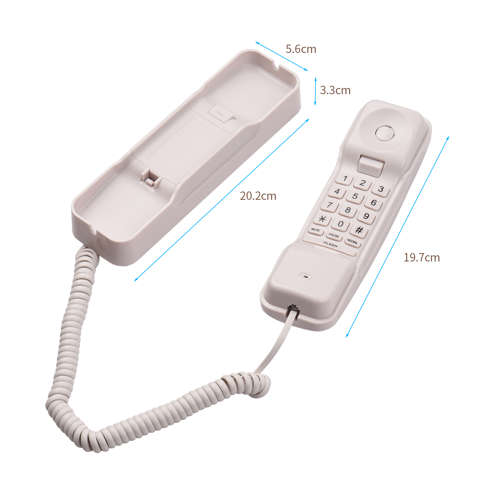 Corded Phone Desk Landline Telephone Wall Mount Fixed Support Redial/Flash/Pause/Mute for Home Office Company Hotel Cafe