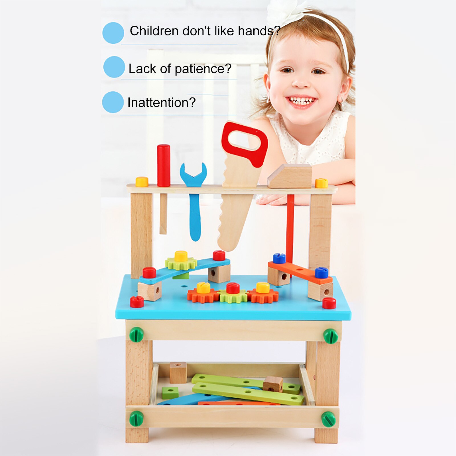 Houten Simulatie Tool Tafel Schroef Moer Combinatie Demontage En Reparatie Kinderen Educatief Speelhuis Speelgoed Jongen Meisje