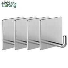 4 STKS Rvs Zelfklevende Badkamer Keuken Stok Op Muur Deur Handdoek Houder Haak Hanger Woonkamer Decor Tool