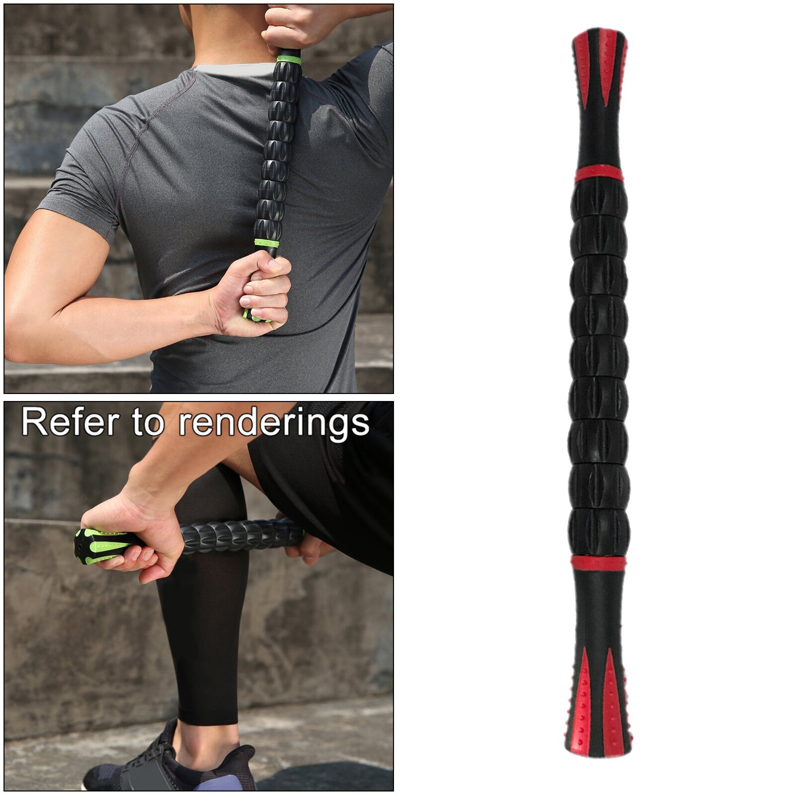 Spier Roller Massage Stick Voor Fitness, Sport, Fysiotherapie Herstel: Black Red