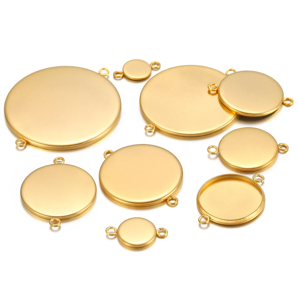 Configuración de Base de camafeo de cabujón de acero inoxidable, 6, 8, 10, 12, 14, 16, 18, 20, 25, 30mm, bandeja colgante para collar, pulsera, fabricación de joyas Diy
