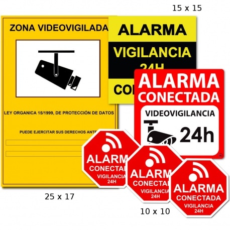 Pack 6 Vinyl Afschrikmiddel Gebied Video Surveillance Cctv Lopd Alarm Aangesloten Video Surveillance 24H Zelfklevende Stickers