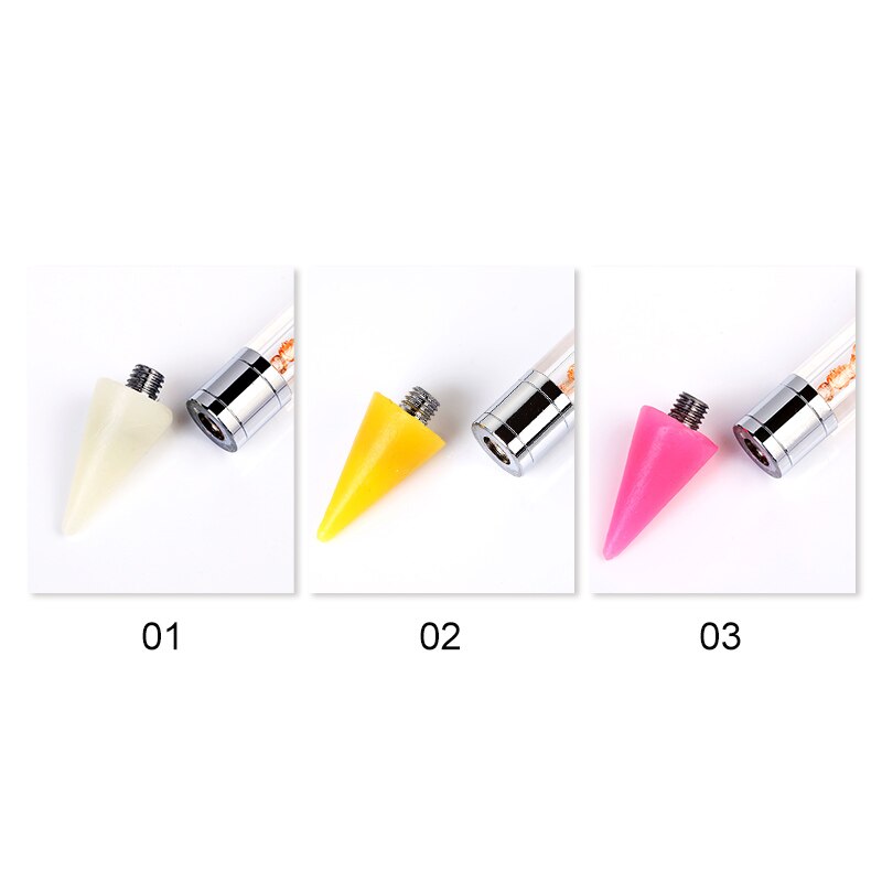 1Pc Austauschbare Nagel Punktierung Stift Kopf Wachs Bleistift Kopf Nagel Perlen Strass Edelsteine Kristall Pflücker Manikübetreffend Nagel Kunst Werkzeuge