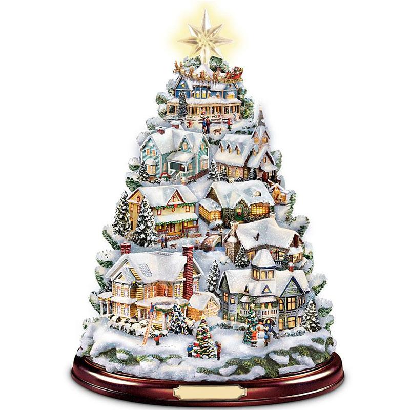 Christmas Wallpaper Tree Rotating Sculpture Train Decorations ornament Create Stickers festival atmosphere Paste Window Pas O9G5