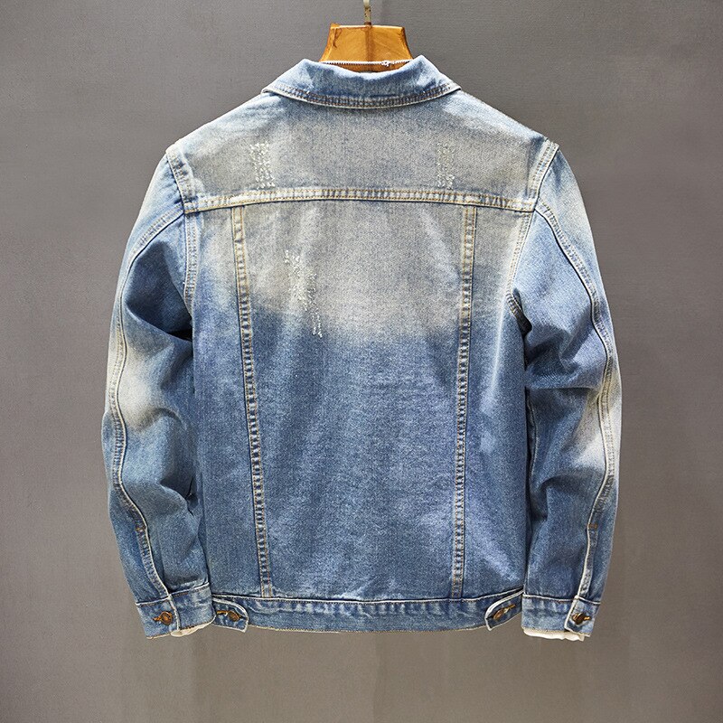 Roupas masculinas sping e outono streetwear denim jaqueta oversize moda tendência bonito algodão jean casaco masculino superior de alta qualidade