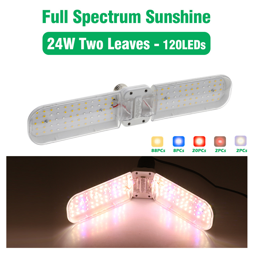 24W 36W 48W LED Grow Light E27 Opvouwbare Phyto Lamp Volledige Spectrum SMD2835 Lamp voor kamerplanten Bloom Bloei Groeien Lamp Tuin: Blauw