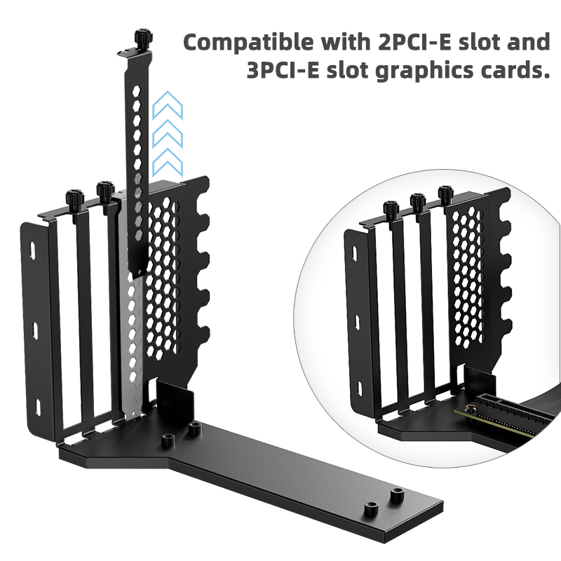 TEUCER L-Z3 GPU Vertical Mounting Bracket Kit, PCIe 4.0 X16 Riser Cable 200mm, Graphics Card Steering Mounting Bracket