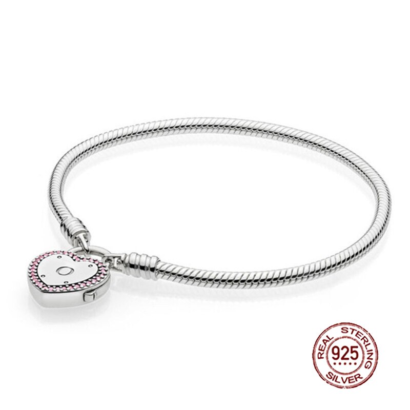 Valentijnsdag 100% 925 Sterling Zilveren Armband hartvormige Charm Bead voor Vrouwen van Mode DIY bangle