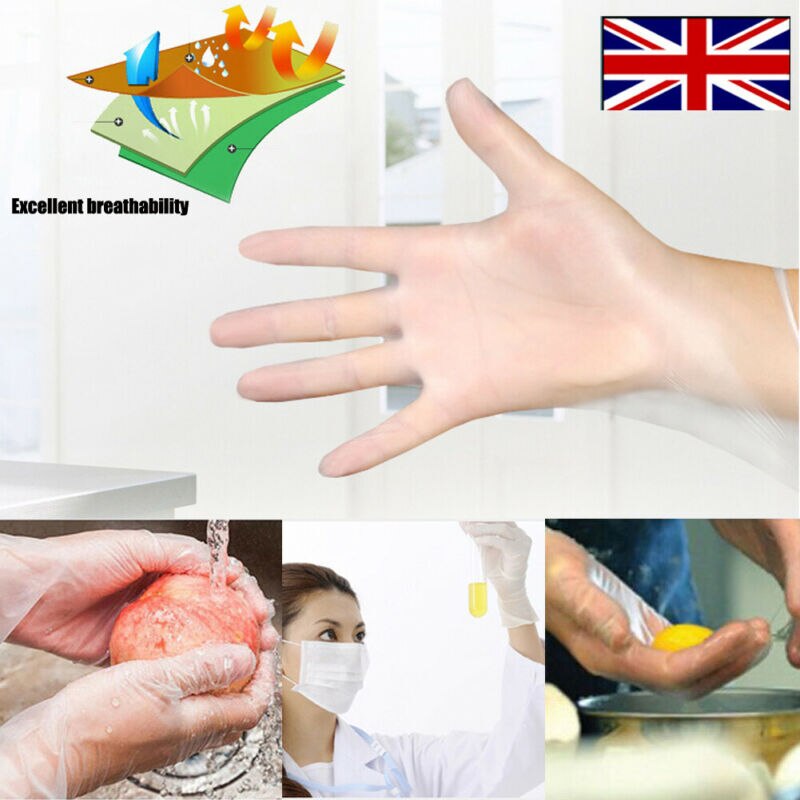 Guantes de vinilo desechables de grado alimenticio, guantes de plástico antiestáticos para limpieza de alimentos, cocina, restaurante, accesorios de cocina, 100 Uds.