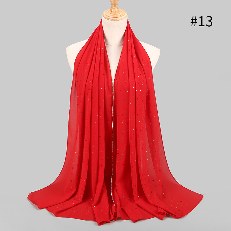 75*180 cm zomer moslim chiffon hijab sjaal kralen hoofddoek islamitische lange hoofd sjaals foulard femme musulman: 13