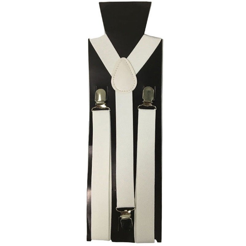 Vrouwen Mannen Verstelbare Vorm Elastische Clip-On Jarretelle Drie Clip Broek Bretels Bruiloft Strap Party Riem Mode Accessoires: White