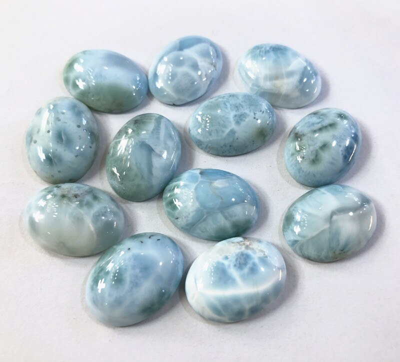 100% genuino Larimar Cabochon 15x20mm fondo piatto forma ovale pietre preziose naturali perline accessori gioielli di moda1pc