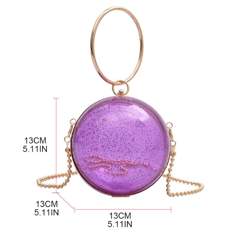 Ronde, doorzichtige dameshandtas voor gala, bruiloft, feest, avond, banket, tas  lx9f