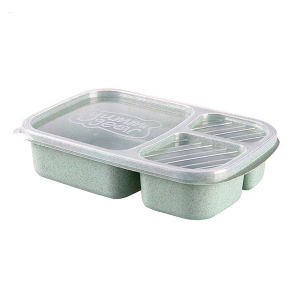 Gezonde Container Opbergdoos Voor Kinderen Volwassen Container Organizer Tarwe Stro Magnetron Bento Lunchbox Picknick Voedsel Fruit: green