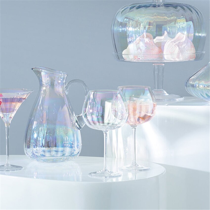 Luxury Lead Free Glass Cup Handmade Rainbow Goblet Cocktail Wine Champagne Wedding