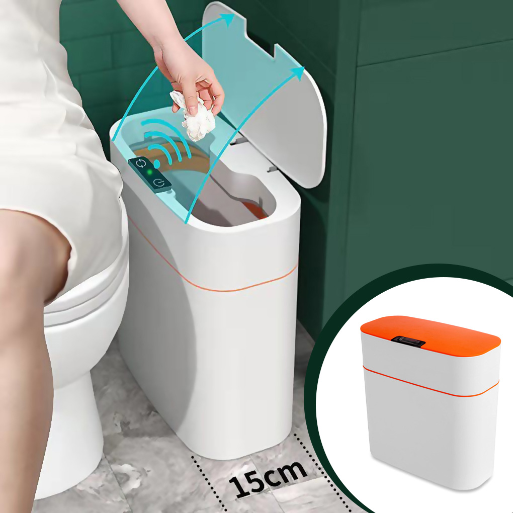 Smart Sensor Trash Can Induction Bathroom Garbage Bin Kitchen Intelligent Waste Container Living Room Gray White