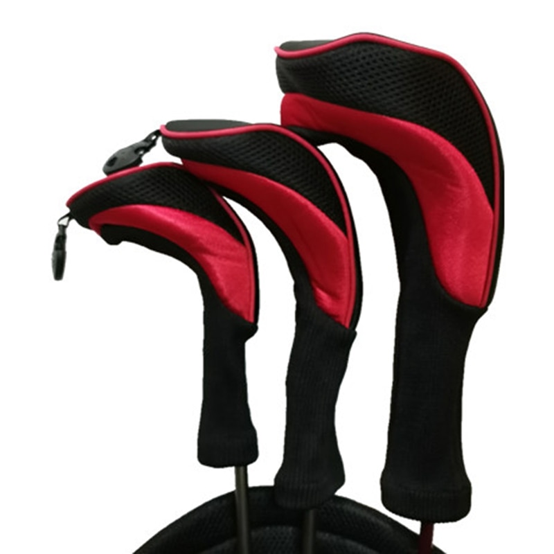 3 Pçs/set Motorista Fairway Woods Golf Híbrido Clube Cabeça Covers Long Neck 1 3 5 7 X Número Tag Intercambiáveis: Vermelho