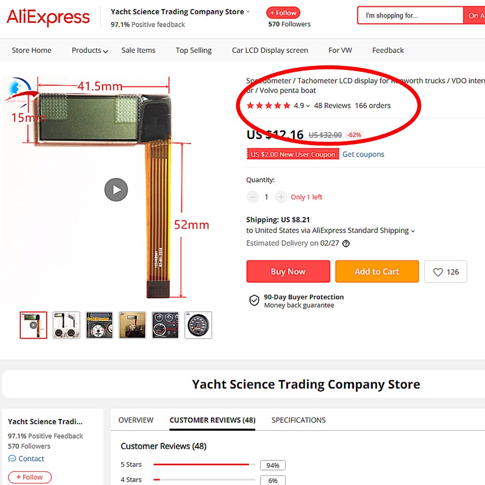For Jcb tractor/Volvo penta boat/Kenworth trucks Speedometer / Tachometer LCD display VDO cockpit vision