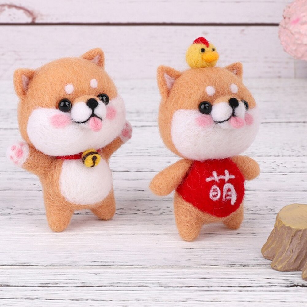 Dog Doll Wool Felt Craft Toy DIY Poked Kit for Needle Material Non Finished
