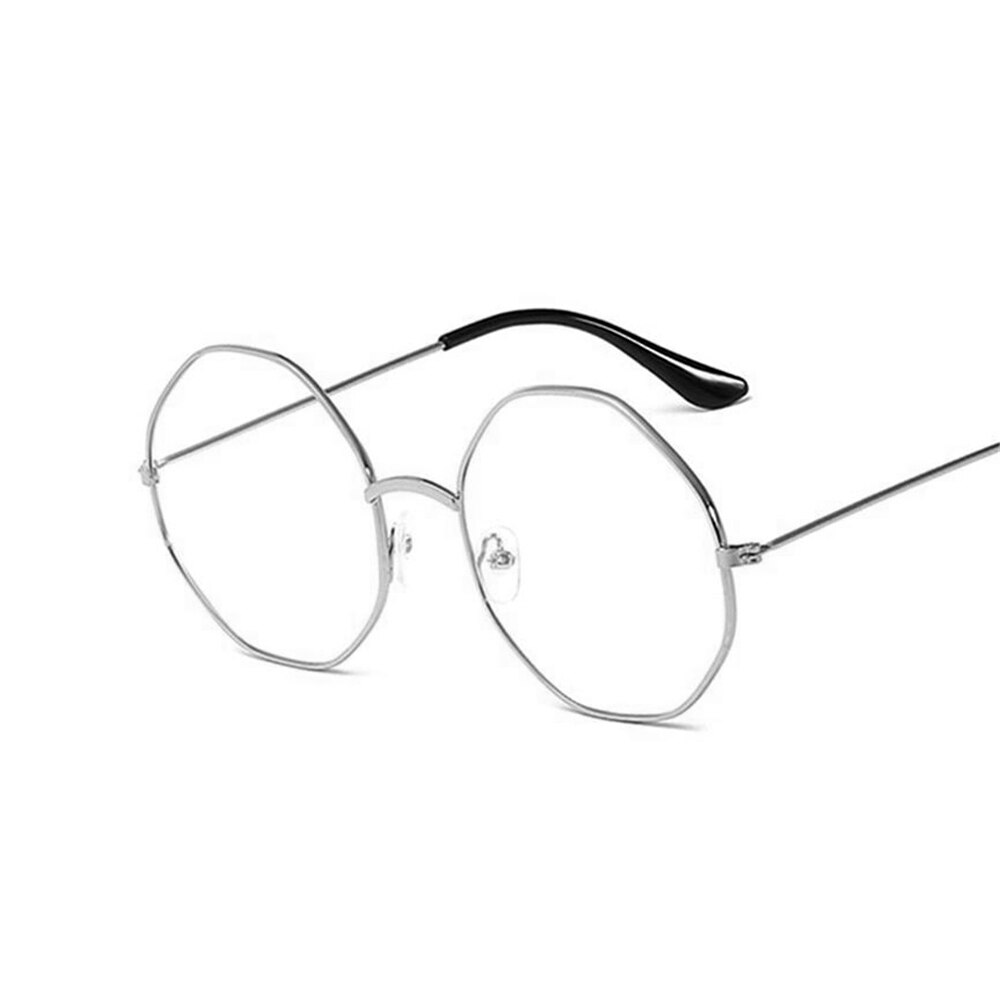 Unisex vintage anti blått ljus glasögon bågar oktagon lins närsynthet optisk spegel enkel legering anti uv klar glasögon bågar: 03 silver