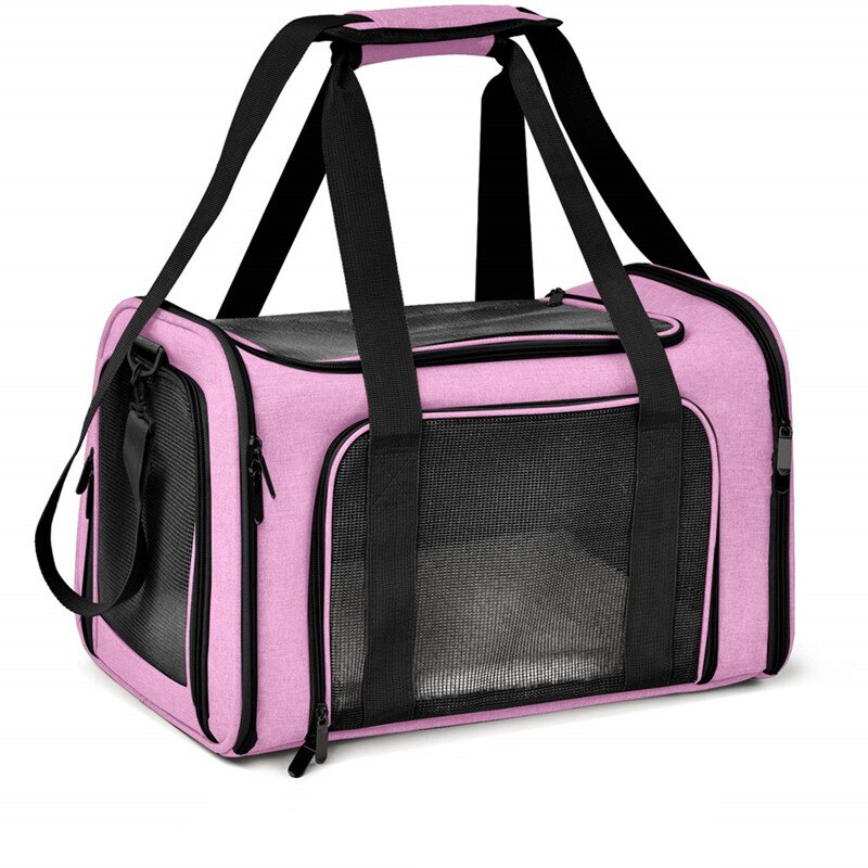 Hundebag bag myk side hund ryggsekk katt kjæledyr transportører hund reise vesker flyselskap godkjent transportere til små hunder katter: Rosa / L  (50 x 34 x 34cm)